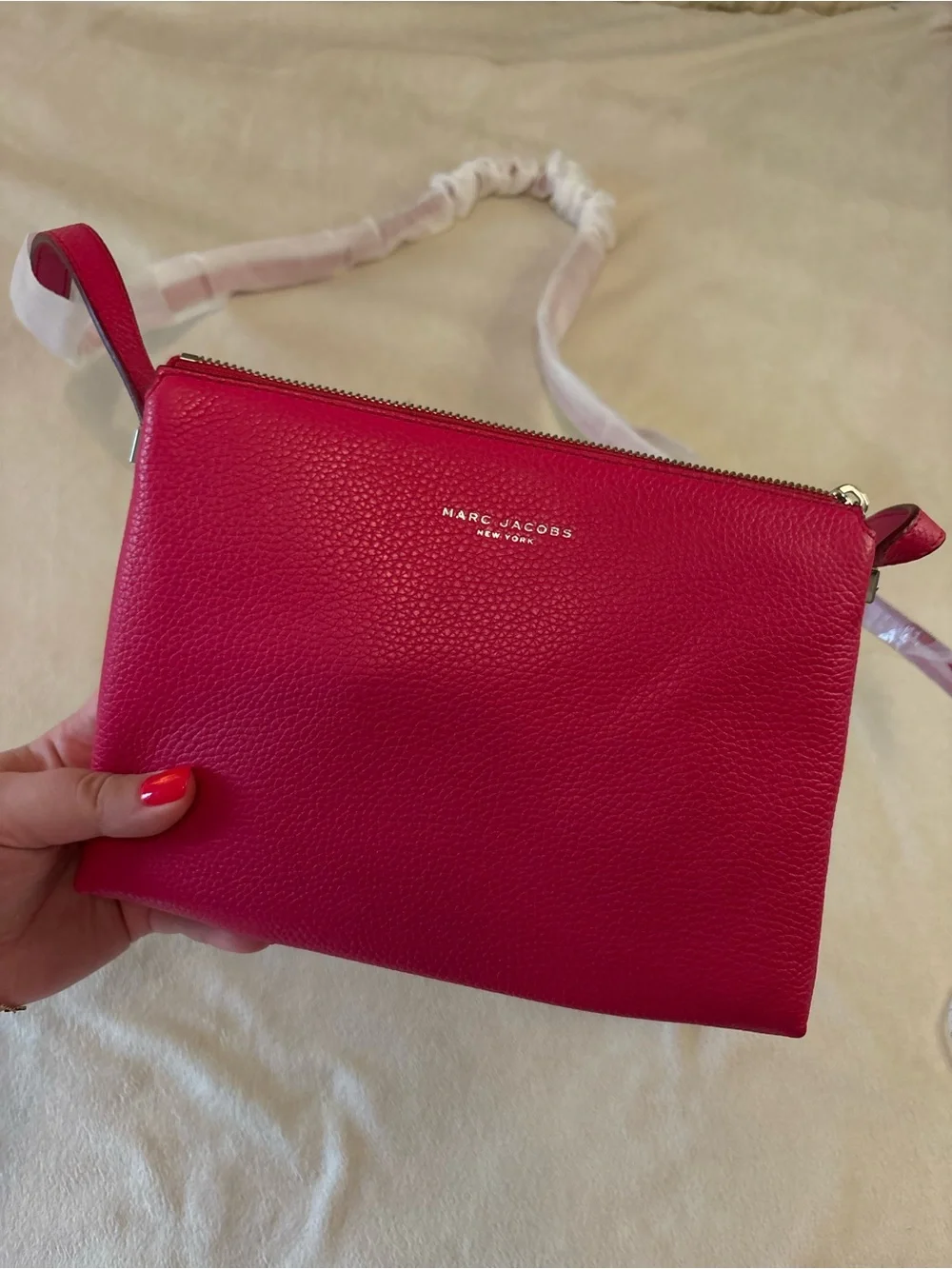 Marc Jacobs Pebbled Leather Crossbody Bag – Carnation (Fuchsia/Pink), NWT